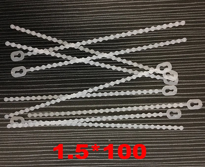100 Stück 1,5 x 100 mm, 2,5 x 150/180 mm, weißer Nylon-Kunststoff, wiederverwendbar, lösbar, Drahtverschluss, Schleife, Perlenknoten, Kugel, Kabelbinder