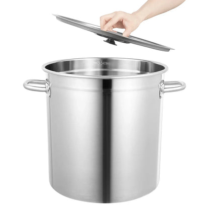 35L/30Qt Edelstahl-Suppentopf, Großer Kochtopf für die Küche, Robuster Gewerbe-Konservierungstopf mit Deckel und 2 Griffen