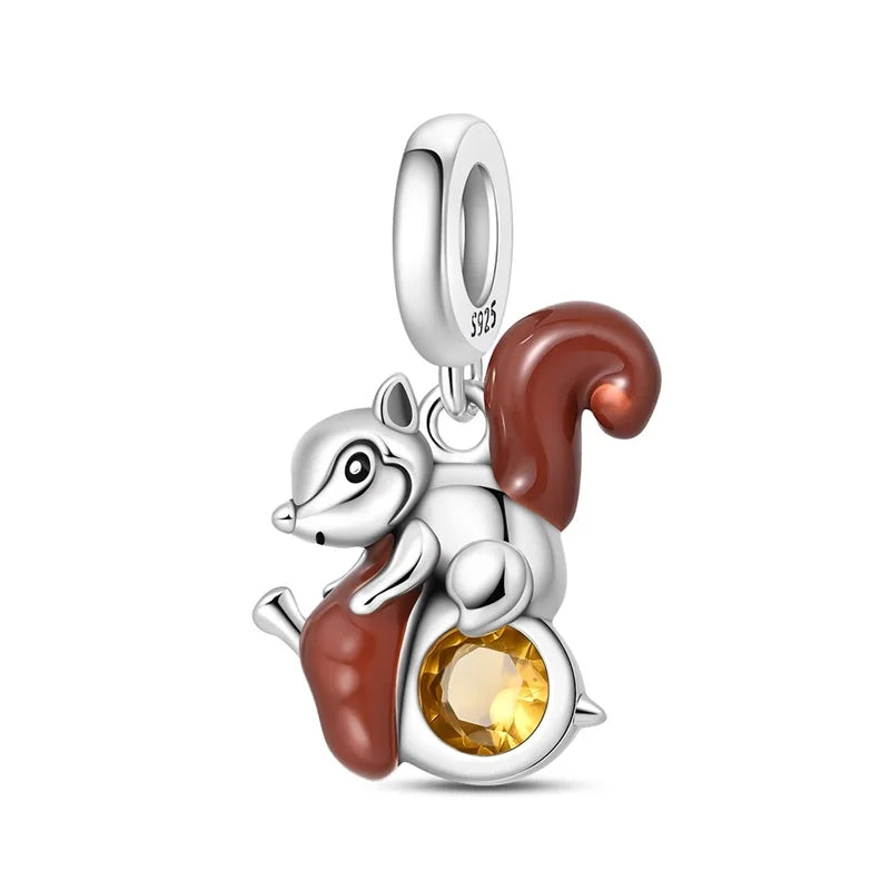 Niedlicher Raupenperlen aus 925er-Sterlingsilber, Schnecke und Bienen, vierblättriges Kleeblatt, baumelnder Charm, passend für Armbänder, bunte Anhänger-Geschenke