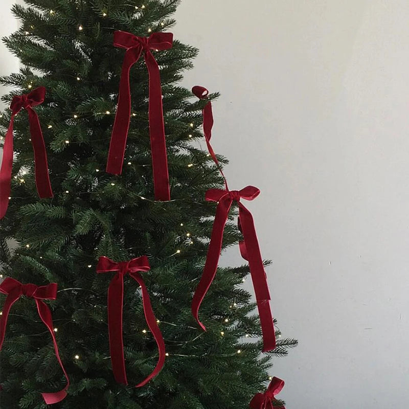 5 Yard/Rolle Weihnachten Rotes Band Weihnachtsbaum Ornamente Neujahr 2026 DIY Handwerk Geschenke Box Zubehör Navidad Party Decor liefert