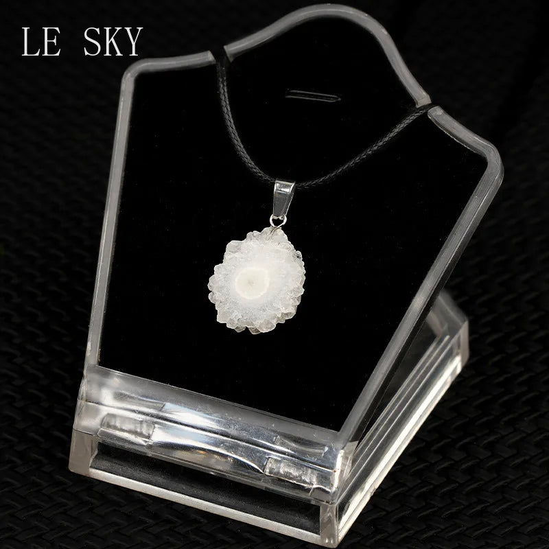 Neue natürliche Druzy Stein Anhänger Sonnenblume weiß Kristall Anhänger Charms für die Herstellung von DIY Schmuck Halskette Zubehör