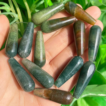 2 Stück natürlicher Wassertropfen aus echtem Stein, Indien-Achate, Labradorit, Tigerauge, Chalcedon, lose Perlen für Schmuckherstellung, DIY-Armband