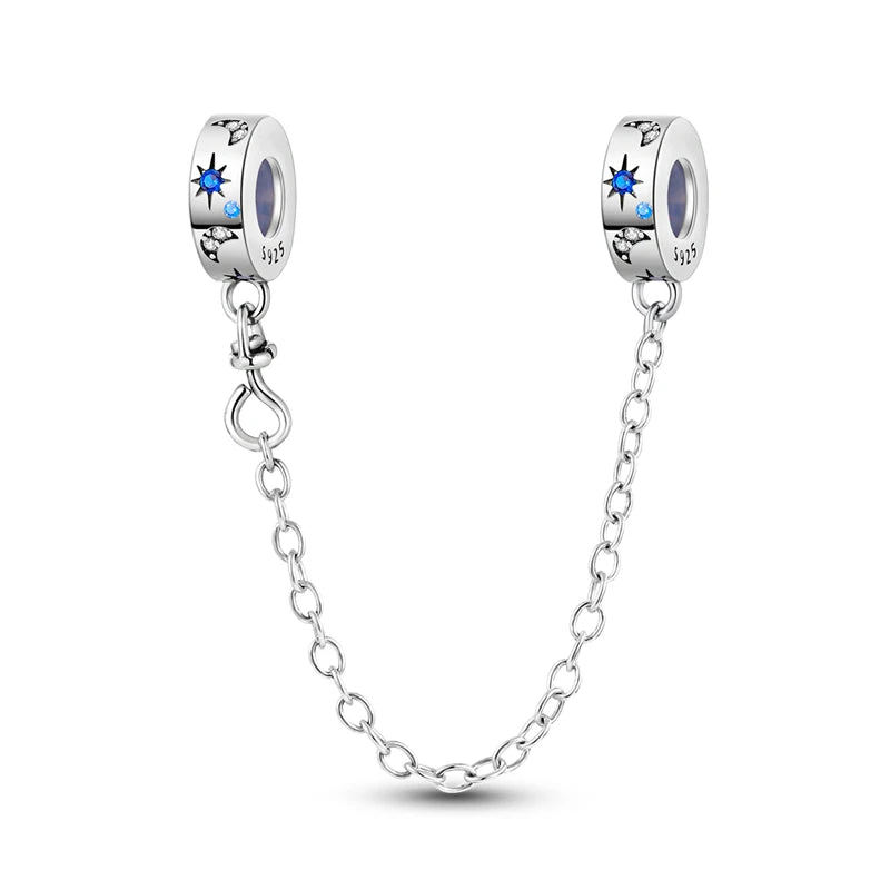 Silber-Charm, 925er-Sterlingsilber, Clip-Charms, Sicherheitsketten-Charm, CZ-Pavé, runde Clip-Perlen, passend für Original-Armbänder, Schmuckherstellung