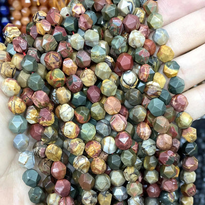 6 8 10 MM Natürliche Facettierte Stein Achate Rhodolite Quarz Jade Spacer Perlen Diy Handgemachte Armband Für Schmuck Machen zubehör