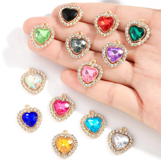 10 stücke Mehrfarbige Herz harz Kristall Strass Liebe Anhänger Dekoration Handwerk DIY Für Die Herstellung Von Ohrringe Halskette Schmuck W484