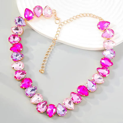 Glänzende voller Strass lange Kette Halsband Aussage Halskette für Frauen Modeschmuck atemberaubende Halskette Zubehör
