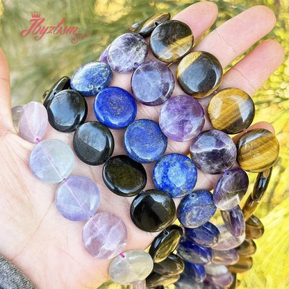 20mm Natürlicher Fluorit/Quarz/Rhodonit/Tigerauge/Achat Münze Stein Perlen Strang 15" Für DIY Halskette Schmuck Machen Kostenloser Versand