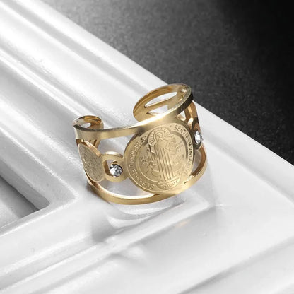 Retro Poseidon Kompass Ring versilbert Hexagramm Öffnung verstellbarer Ring Männer und Frauen Hip-Hop Trend Schmuck Geschenk