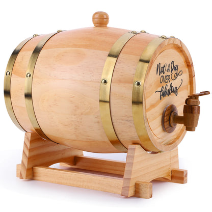 3L Holz-Whiskeyfass mit Ständer, Verschluss und Zapfhahn – Weinfass/Whiskeyfass-Spender für Whiskey, Bourbon, Cocktails, Rum