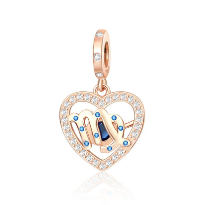 Roségold-Serie, 925er-Sterlingsilber, Zwölf Sternbilder, Halbmondkrone, High-Heel-Charm, passend für DIY-Armbänder, Halsketten, Geschenke