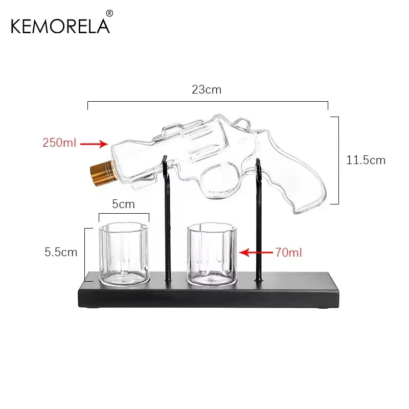 KEMORELA Revolver Glas Dekanter Whisky Glas Set Wein Spender Bar Trinkbehälter Glasflasche Exquisite Herrengeschenke