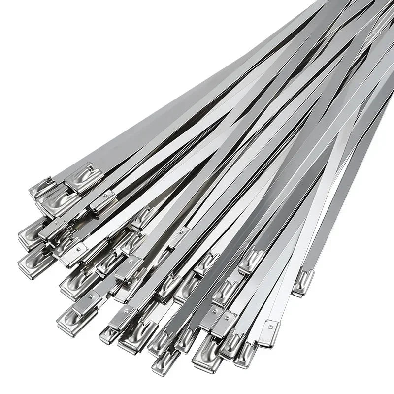 100 Stück 4,6/7,9 Breite 100-1000mm Edelstahl Metall-Kabelbinder Selbstverriegelnde Multifunktionale Kabelbinder