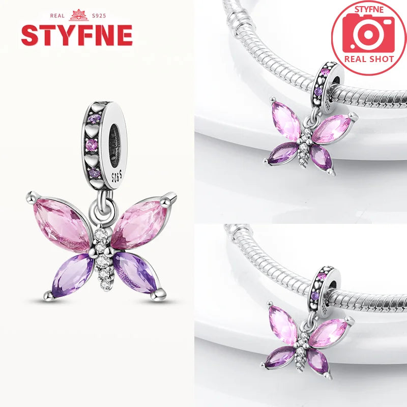 Neue Silber 925 Blaue Libelle Schmetterling Charms Perlen Fit Original Armband für Frauen DIY Edlen Schmuck Zubehör Perlen Geschenke