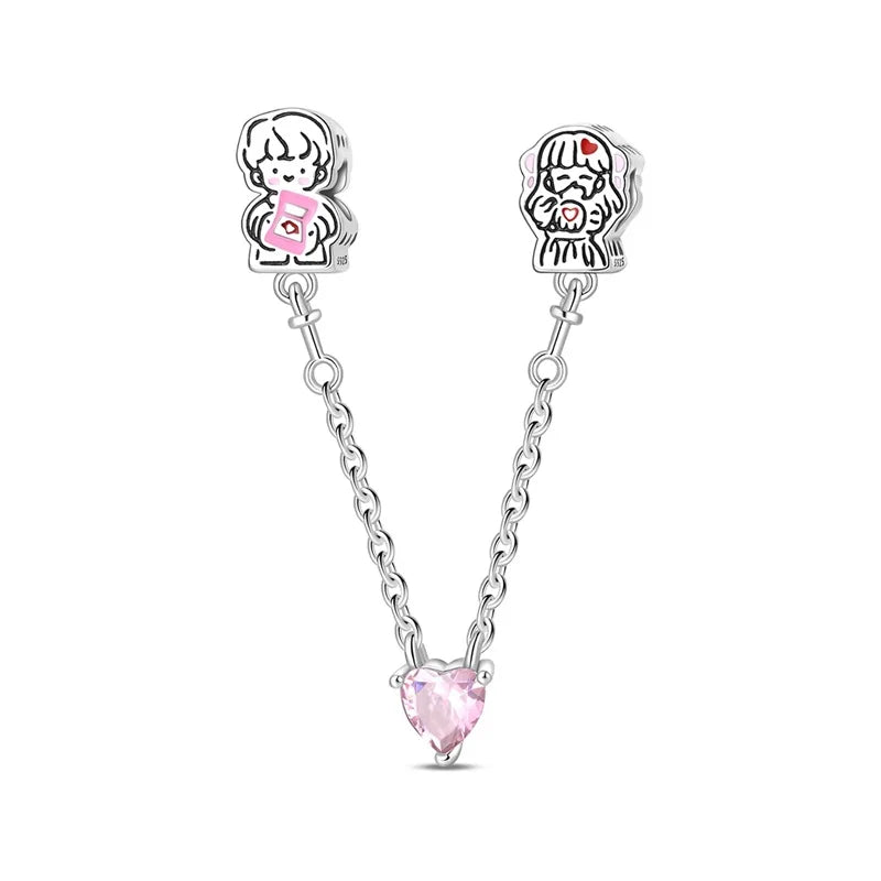 Charakter-Serie, 925er-Sterlingsilber, modisches Mädchen-Paar, Hochzeits-Charms, passend für DIY-Armbänder, Halsketten, exquisite Geschenk-Paarung