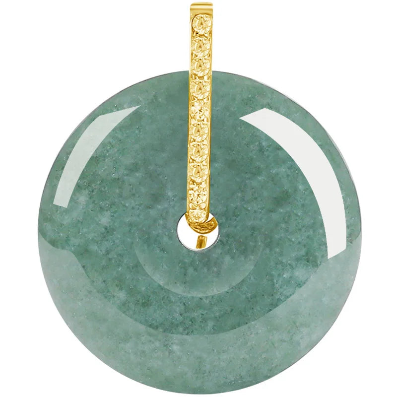Natürlicher Jadeit A Goods Bean Green Peace Button Anhänger S925 Silber mit Ice Jade Halskette für Männer und Frauen Viel Glück