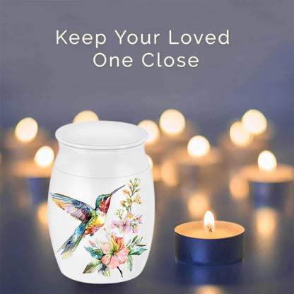 Mini Hummingbird Urn for Ashes, Small Keepsake Cremation Belt Made of Aluminum Alloy, Funeral Holder for Human Remains