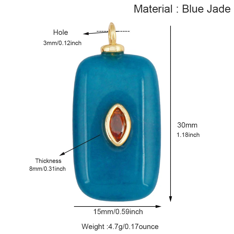Jade Achat Amethyst Amazonit Wasser Gras Lapis Lazuli Charm Anhänger, 18K echt vergoldet Schmuck für Halskette Handwerk Herstellung S79