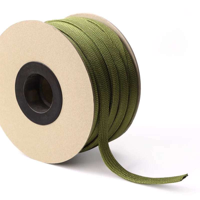 2/5 m armeegrüne Kabelhülse, 2,5 mm-60 mm, hochdichtes Polyamid, isolierter Drahtschutz, erweiterbare Hülle, eng geflochtenes Nylon