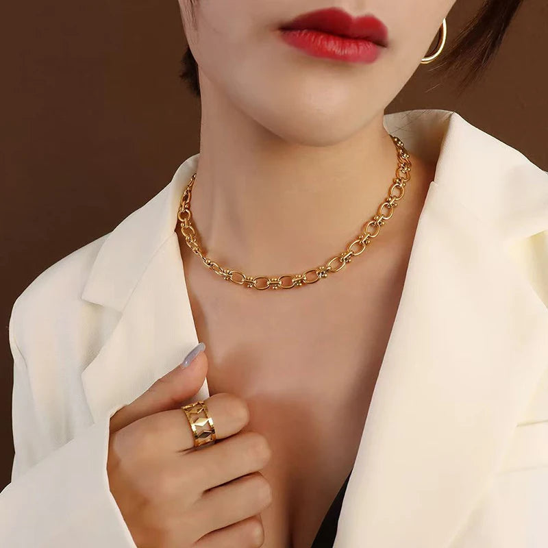 GANEMLY 316l Edelstahl Mode Blätter Kette Halskette für Frauen Charme 18K Metall Kragen Aussage Halskette Wasserdicht