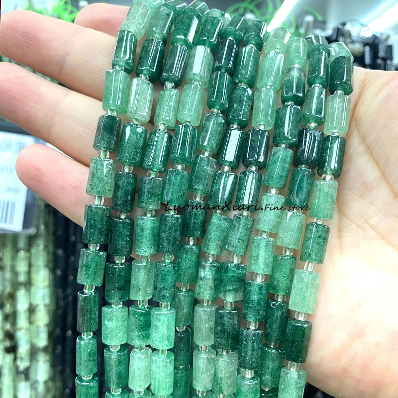 8x12mm Naturstein Grüner Malachit Unregelmäßiger Zylinder Lose Distanzperlen für Schmuckherstellung Diy Armband Charms Zubehör