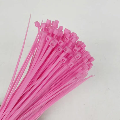 250 Stück selbstsichernde Kabelbinder-Set aus rosa Nylon, 3 Größen, 100 cm, 150 cm, 200 cm, für Kabelmanagement-Kabelbinder für Zuhause und Garten