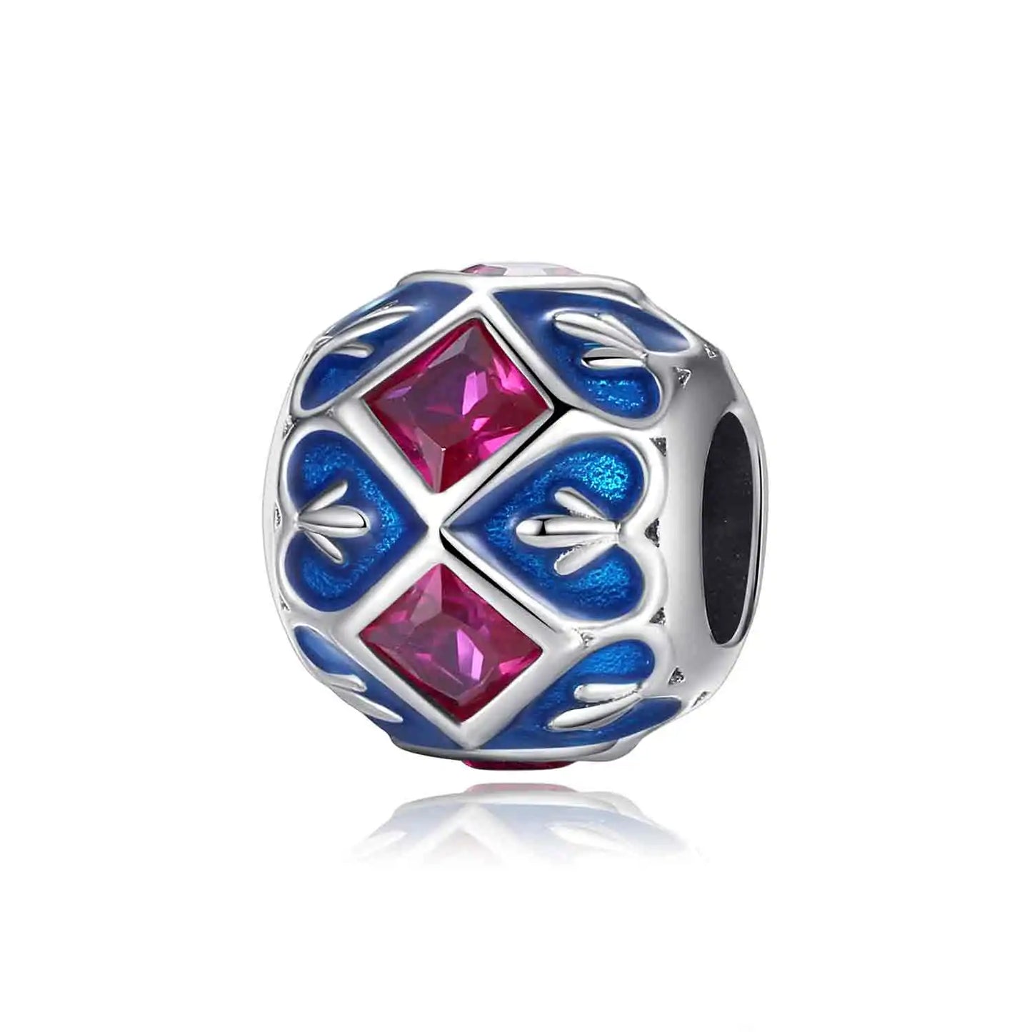 Blaue Serie 925 Sterling Silber Eidechsen-Herz Roboter Kaffee Mit Blumen Charms Passend für DIY Armband Halskette Casual Party Geschenke