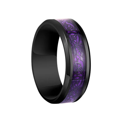 20 Farben Herrenschmuck Rot Blau Schwarz Drache Inlay Comfort Fit Edelstahlringe für Hochzeit Breite 8 mm