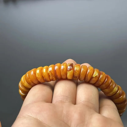 Bernsteinfarbenes Bienenwachs-Perlenarmband, einzelnes Ringzubehör für Herren und Damen