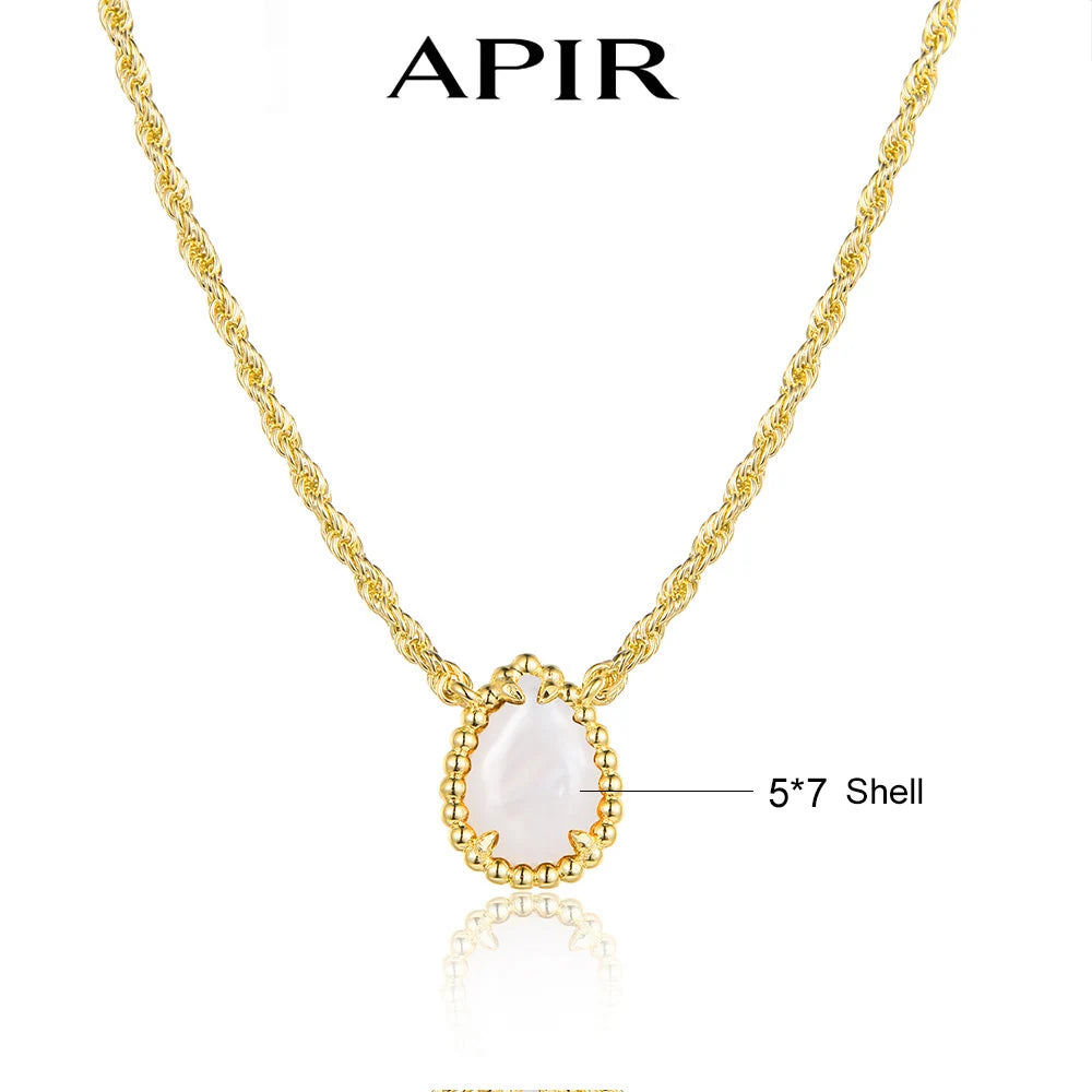APIR Edelstein Wassertropfen Halskette Böhmischer Stil Damen Anhänger Halskette 5A Zirkon Kette Halskette Schmuck Täglich Niedrigster Preis