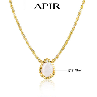 APIR Edelstein Wassertropfen Halskette Böhmischer Stil Damen Anhänger Halskette 5A Zirkon Kette Halskette Schmuck Täglich Niedrigster Preis