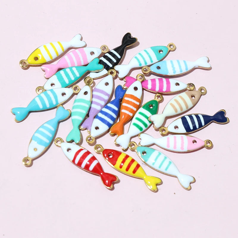 20 Stück 18x5mm Edelstahl Fisch Emaille Charms Anhänger Edelstahl DIY Schmuck Herstellung Zubehör Ergebnisse