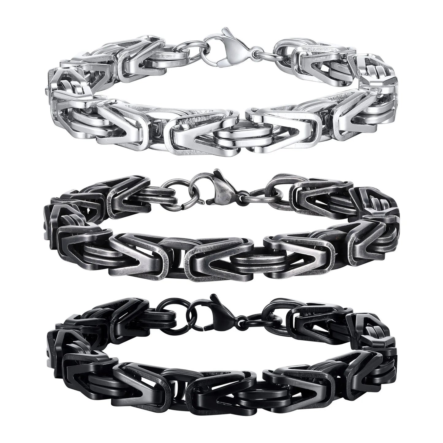 Klobige byzantinische Kettenarmbänder für Männer und Jungen, V-förmiges Edelstahl-Kettenglied-Armband, Vintage-Schmuck, Accessoires, Herrengeschenke