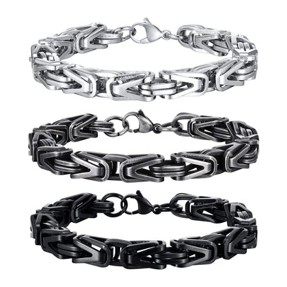 Klobige byzantinische Kettenarmbänder für Männer und Jungen, V-förmiges Edelstahl-Kettenglied-Armband, Vintage-Schmuck, Accessoires, Herrengeschenke