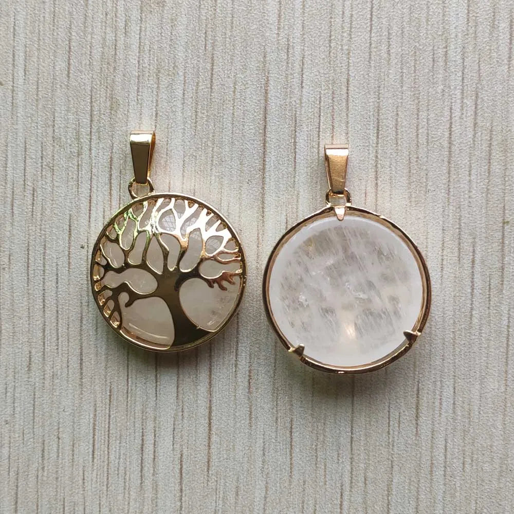 Großhandel 12 teile/los mode naturstein legierung baum des lebens mix Anhänger für halsketten schmuck zubehör machen schnelle versand