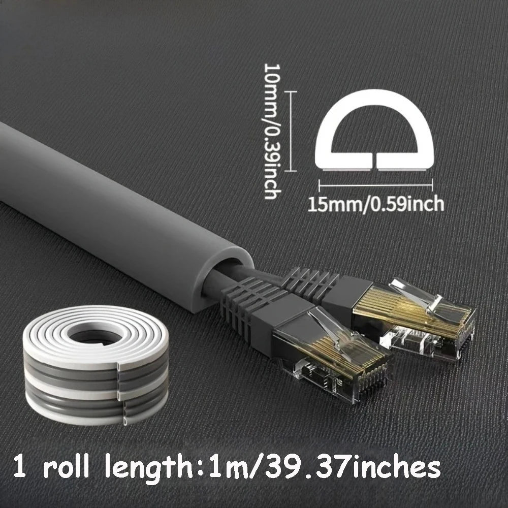 1 Rolle langer, selbstklebender Kabelschutz, Kabelabdeckung für Kabel an Wänden, Böden, aus PVC-Material, einfache Installation
