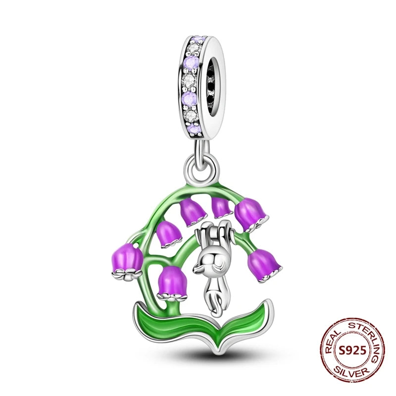 Gelber Sonnenblumen-Charm aus 925er Silber, Original-Zirkon, Kolibri, Einhorn-Charms, passend für Armbänder, DIY-Schmuck für Frauen, Hochzeitsgeschenk