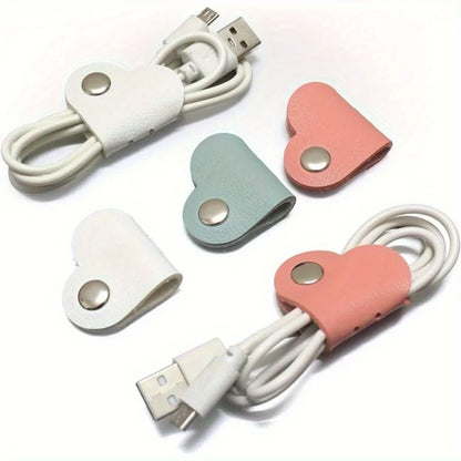 Herzförmiges Kabel-Organizer-Set - Hochwertige PU-Leder Kabelaufwickler für Ohrhörer, Kopfhörer - Sicher & Stilvoll, Perfekte Unisex-Geschenke