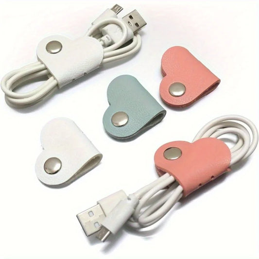 Herzförmiges Kabel-Organizer-Set - Hochwertige PU-Leder Kabelaufwickler für Ohrhörer, Kopfhörer - Sicher & Stilvoll, Perfekte Unisex-Geschenke