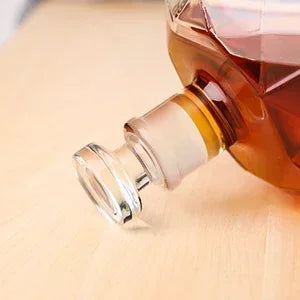 1000 ml Whisky-Dekanter aus Glas, Diamant-Weinflasche mit Holzhalter, luftdichter Stopfen, geeignet für alle Arten von Alkohol, Geschenk