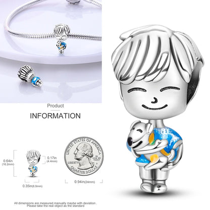 Charms aus 925er-Sterlingsilber, bunt, Sonnenblume, Hund, Jungen, Geschenkartikel, Schmetterling, Flugzeug, Erde, passend für Original-Anhänger, Schmuck, Make-up