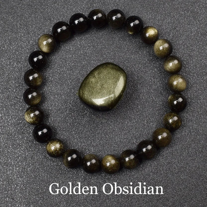 Natürliche Goldene Obsidian Stein Perlen Armband Männer Frauen Goldene Licht Regenbogen Obsidian Rohstein Runde Perle Natürliche Energie Schmuck