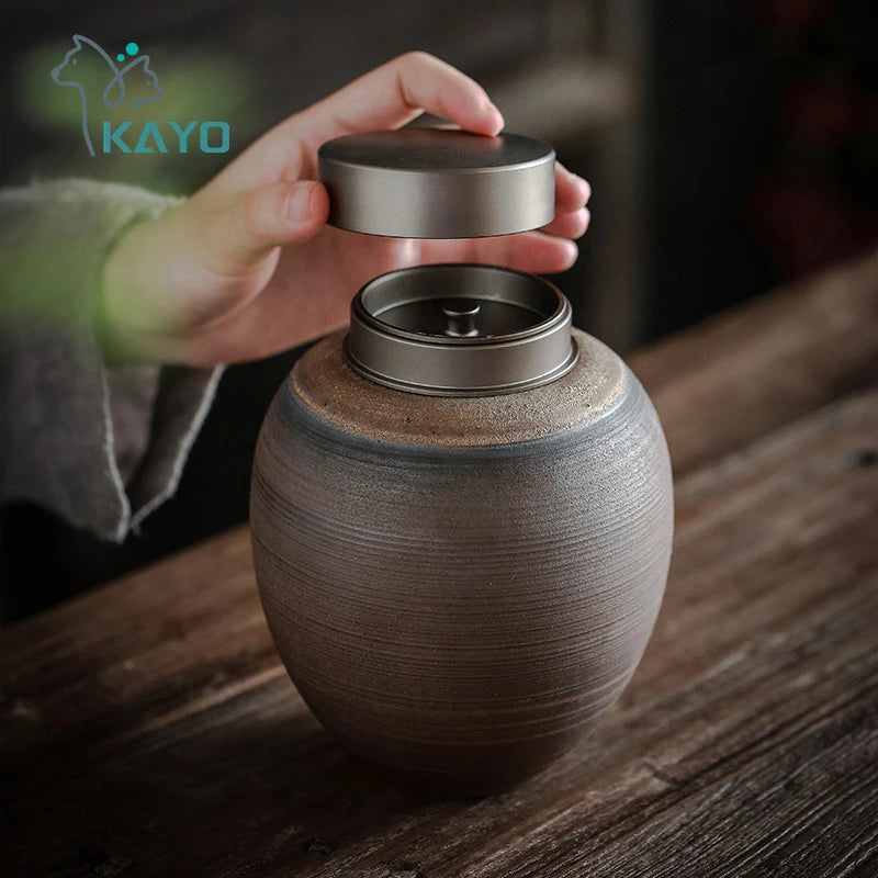 Funeral urns for dogs and cats, pet in Japanese wabisabi style in loving memory, large urn for ashes, human, customizable text