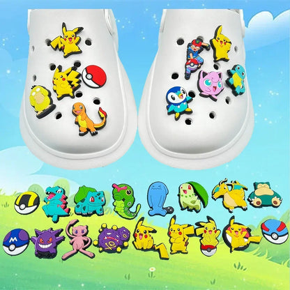 20/27 Stück Pokemon Schuhe Charms für Clogs Sandalen Dekoration PVC Pikachu Cartoon Schuhzubehör Charms für Freunde Geschenke