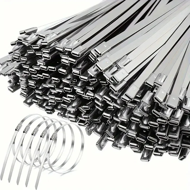 Metall-Kabelbinder, selbstsichernde Befestigungsringe aus Edelstahl, robuste Kabelbinder, Auspufffolie, Organizer für das Heimbüro