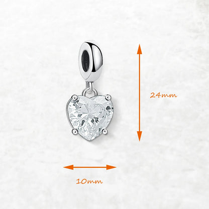 Heißer Modeschmuck, weißer Zirkon-Herz-Anhänger, baumelnder Charme, reines 925er-Sterlingsilber, romantisches Geschenk für Frauen