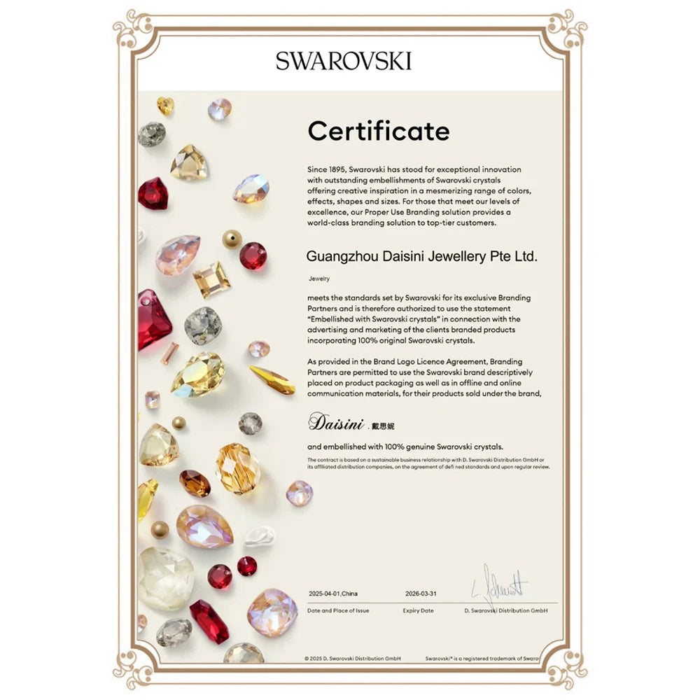 Daisini-Kristalle von Swarovski, klassische 4 Krallen, runder Schliff, glänzende Halskette, Damen-Anhänger aus 18 Karat Gold, luxuriöser Kupferschmuck