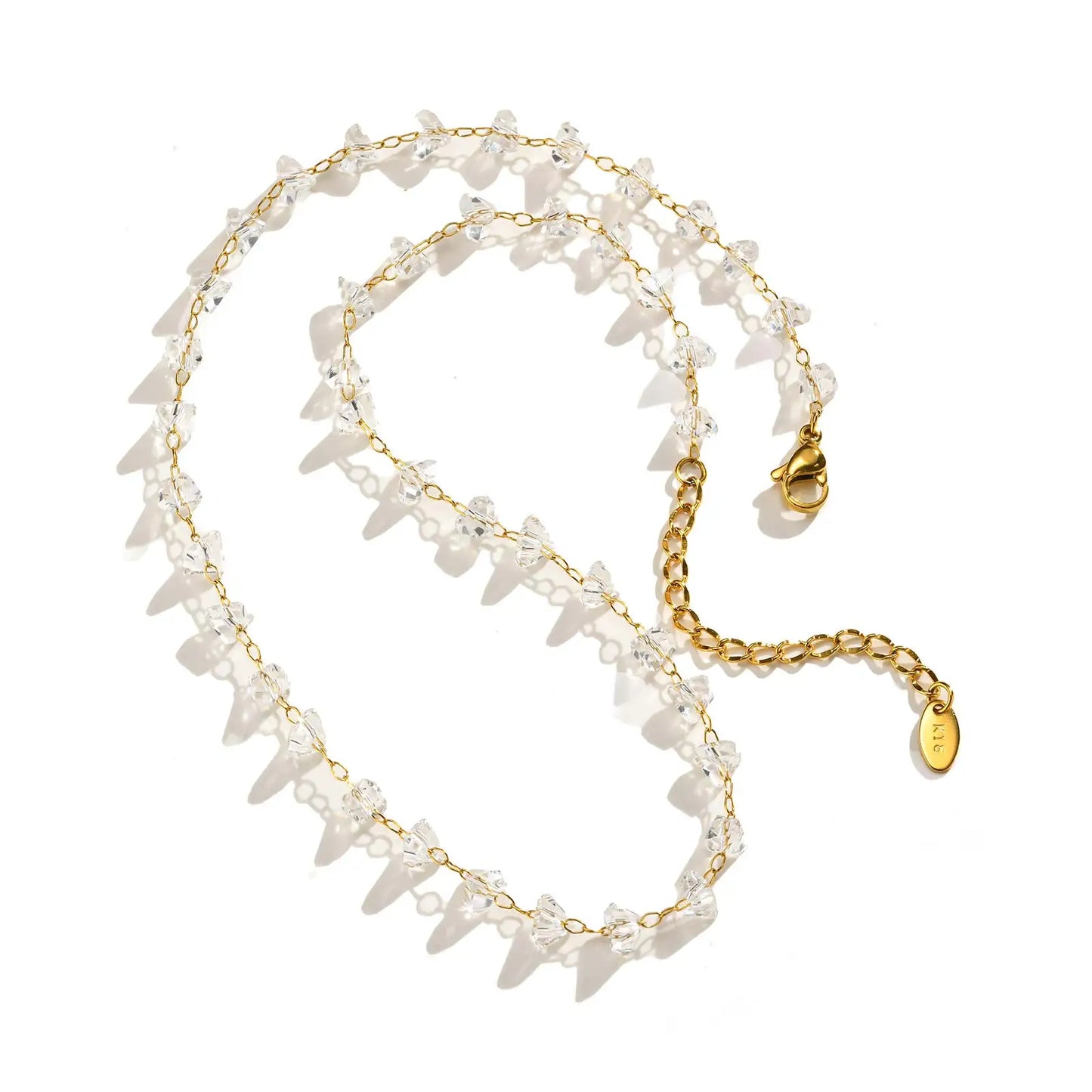Unregelmäßige transparente Kristallperlen-Halskette für Frauen, Edelstahl-Perlenketten-Halsketten, exquisites Handschmuck-Geschenk