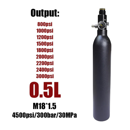 Drucklufttank CO2-Flaschenzylinder 0,25 l 0,35 l 0,5 l 4500 psi 30 MPa 300 bar M18 * 1,5 mit Reglerausgang 800 psi bis 3000 psi