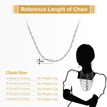 Effie Queen Charm S925 Silber 1,5 mm 14 Karat Gold Twisted Curb Rope Chain Choker Halskette Herren Damen Halskette Einfacher Schmuck SC02