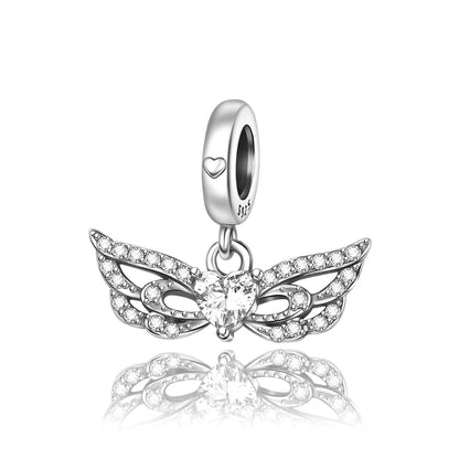 Exquisiter 925er-Sterlingsilber-Charm mit funkelndem Edelstein, Schlüssel, Blume, Schmetterling, passend für DIY-Armbänder, Halsketten, edler Schmuck, Geschenke